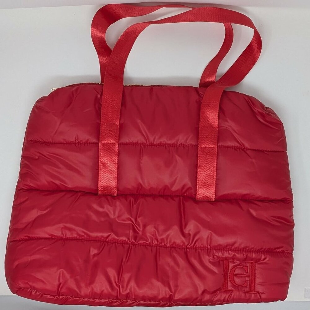 Carolina Herrera Good Girl Red Quilted Puffer Tote Bag